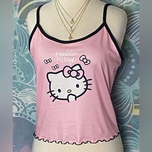 Hello Kitty spaghetti strap pink black kitty crop top lettuce hymn size XL